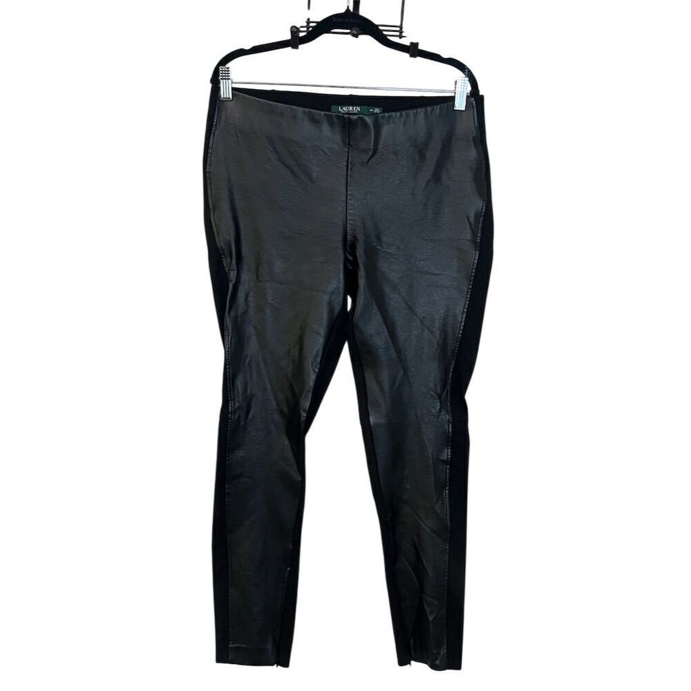 Lauren Ralph Lauren Women's Black Faux Leather Leggings Size 12 Gothic Preppy